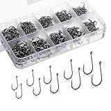 Angelhaken, Set mit 200 Angelhaken aus Kohlenstoffstahl, Angelhaken mit Widerhaken, Angelzubehör...