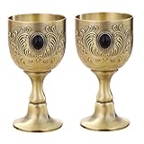 Warmhm 2 Stück Vintage Metall Weingläser mit Feiner Gravur Luxuriöse Trinkbecher für Bar Party...