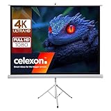 celexon Basic Stativ-Leinwand 110' | 200x200 cm 1:1 | Mobile transportable 4K, Full-HD Leinwand |...