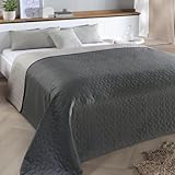 Delindo Lifestyle Tagesdecke Belford anthrazit grau, Bettüberwurf für Doppelbett, einfarbig,...