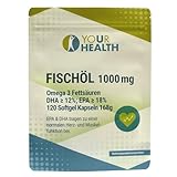 FISCHÖL Omega 3 1000 mg, 120 Softgelkapseln Fettsäuren: DHA ≥ 12%, EPA ≥ 18%