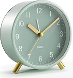 YouJabz Analoger Wecker, Silent Non Ticking mit Nachtlicht, Batteriebetrieben, Modischer Runder...
