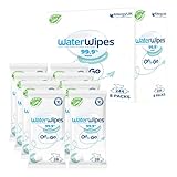 WaterWipes Tücher für unterwegs, 224 Tücher (8 Packungen), Feuchttücher auf 99% iger...