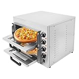 Kommerzieller Pizzaofen Backofen 2-lagig 356 mm elektrischer Pizzaofen aus Edelstahl mit vier...