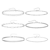 COYUN 6Pcs Ketten Armbänder für Damen - Silber - Armkette - Damen Twist Kettenarmbänder -...