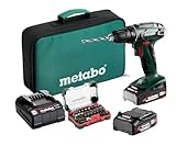 Metabo Akku-Bohrschrauber BS 18 – 602207930 – 18 V – Mit 32-teiliger Bit-Box – Inklusive...