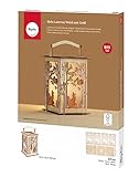 Rayher Holz Laterne Wald, mit Griff, 15,3 x 15,3 x 26,5 cm, Holzbausatz 23tlg, Windlicht, für...
