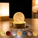 AMFUN Kristallkugel Nachtlicht, Glaskugel-Nachtlampe mit Holzsockel, Raum-Meditationslampe,...