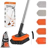 3 in 1 Schrubber mit Stiel, Reinigungsbürste Bad, Scrubber Duschschrubber max...