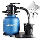 Arebos Sandfilteranlage mit Pumpe inkl. 600g Filterbälle | 350W | 9500 L/h | Tankvolumen bis zu 20...