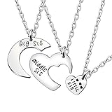 AGR8T Anhänger Halskette, Big Nahen Little Sister Charm 3 Broken Heart Geschenke für Schwester...