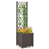 COSTWAY Blumenkasten mit Rankgitter, Pflanzkasten für Kletterpflanzen, Hochbeet mit Spalier,...