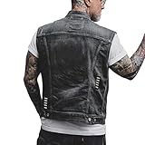 ORANDESIGNE Herren Jeansweste Denim Weste Totenkopf Drucken Mode Freizeit Jeansmantel Vintage Punk...