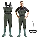 Gimisgu Wathose 70 Denier Nylon, PVC Angelhose, wasserdichte Fischteichhose mit Gummistiefeln, Bund,...