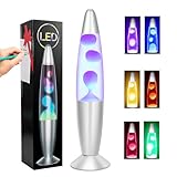 LED Lavalampen 34cm Farbwechselnde Lavalampe Weiße Flüssigkeit & Weißes Wachs Retro Astro Lampe...