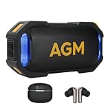 AGM MagROCK Magnetischer Bluetooth Lautsprecher mit 360°-LED-Lichtshow, IPX7 wasserdichte Musikbox,...