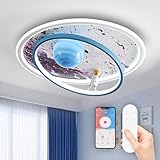 RRBEST LED Kinder Deckenlampe, Mond Oberfläche Astronaut Design Deckenleuchte, Dimmbar Jungen und...