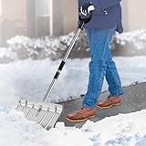 Große Schneeschaufel Aluminium 42 * 32cm, Schiebekante mit Rostfreier Stahl und Alu-Stiel mit...