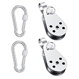 4 Stück Flaschenzug Set 2 Stück Umlenkrolle & 2 Stück Karabiner Edelstahl Umlenkrollen Geeignet...