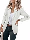 Cicy Bell Damen Langarm Casual Blazer Arbeit Büro Knopf Open Front Jacke Anzug Weiss L
