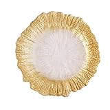 Glas Platzteller 4er Set 27cm Blumenform Design für elegante Anlässe Außenrand