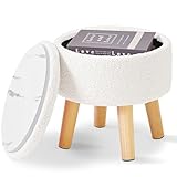 IBUYKE 13” Kleiner Fußhocker Ottomane mit Stauraum, Runde Pouffe Fußablage Hocker mit...