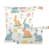 voucong Osterhasen-Silhouette, pastellfarben, schmutzabweisend, wasserdicht, 2 Stück, Nassbeutel...