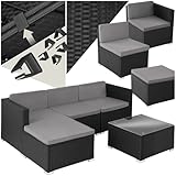 tectake® Poly Rattan Lounge, Outdoor Sitzgruppe, Set mit Sofa Sessel, Hocker, Tisch, frei...