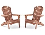 SoliWood Adirondack Stuhl 2er-Set, Gartenstuhl Holz Klappbar & Gartensessel Wetterfest, Outdoor...