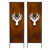 Kapaga - Sichtschutz Metall 2x - 160 cm x 50 cm - Edelrost - Rostoptik Sichtschutz für Garten -...