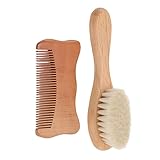 Uadme Baby Hair Brushand Baby Comb Set Wooden Baby Hair Brush and Comb Set, Newborn Natural Wool...