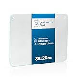 getgastro Schneidebrett Glas 30x20cm, rutschfest mit Füße, Glasschneidebrett ohne Mikroplastik,...