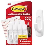 Command Mehrzweckhaken, Vorteilspack, Größe L, Weiß - 7 Haken Selbstklebend und 12 Klebestreifen...