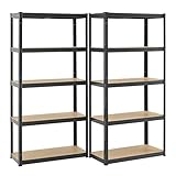 Juskys 2er-Set Lagerregal Basic 2X 180x90x40cm (HxBxT) - 1750 kg - 10 Böden - Schwerlastregal...