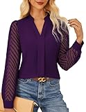 GRACE KARIN Damen Elegante Chiffon Bluse Langarm Büroblusen Basic Casual Langarmshirt für Büro...