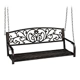 Relaxdays Hängebank, 2-Sitzer, Metall, HBT: 190x133x55 cm, Schaukelbank outdoor, Vintage...