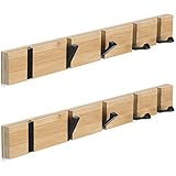 ANVODE 2 Stück Garderobenhaken Holz Wand, Holzplatte Garderobenleiste Faltbarer Kleiderhaken mit 5...
