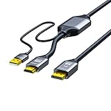 YUGSHNKFC HDMI2.1 auf DP1.4 Adapter auf DP Stecker mit Chip Displaykabel für Monitor Video...
