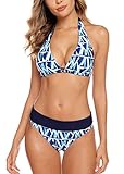 Aidotop Damen Bikini Set Triangel Badeanzug Strand Ties Zweiteiliger Bademode Bikinihose（Blue...