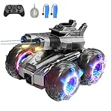 funnykid 3-in-1 RC Panzer 4WD Amphibienfahrzeug mit Wasserkanonen, LED-Lichtern & 2 Akkus (45+ Min...