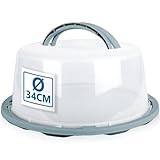 Stimo Kuchen Transportbox rund mit Tragegriff Tortenhaube Kuchenbehälter mit Klickverschluss...