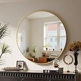 BEAUTYPEAK 46 cm Runder Spiegel, Bruchsicherer Wandspiegel mit Aluminiumrahmen, Badezimmer Spiegel...
