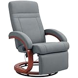 HOMCOM Relaxsessel Fernsehsessel mit Liegefunktion, Armlehne aus Holz, Drehbarer Ruhesessel...