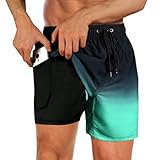 flintronic Badehose Herren, mit Kompression Liner 2 in 1, Board Shorts, Badeshorts Schwimmhose,...