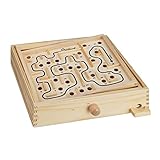 Relaxdays 10023502 XL, Natur Holz Labyrinth Spiel, mit 2 Kugeln, Geschicklichkeitsspiel,...