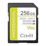 Cavitt V90 SD-Karte 256 GB für DSLR-Kameras, professionelle UHS-II 300R/260 W, Sdxc V90...