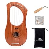 AKLOT Lyre Harfe, 7 Metallsaiten Knochen Sattel Mahagoni Lauge Harfen mit Stimmschlüssel und...