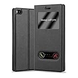 Cadorabo Hülle kompatibel mit Huawei P8 in KOMETEN SCHWARZ - Schutzhülle mit Magnetverschluss,...