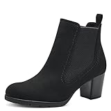 MARCO TOZZI Damen Chelsea Boots mit Absatz zum Schlupfen, Schwarz (Black), 39 EU