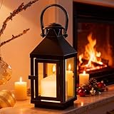 Laterne Schwarz Metall, Metall Laternen, 10*9,2*21,5cm Wetterfest Laternen Für Draußen,...